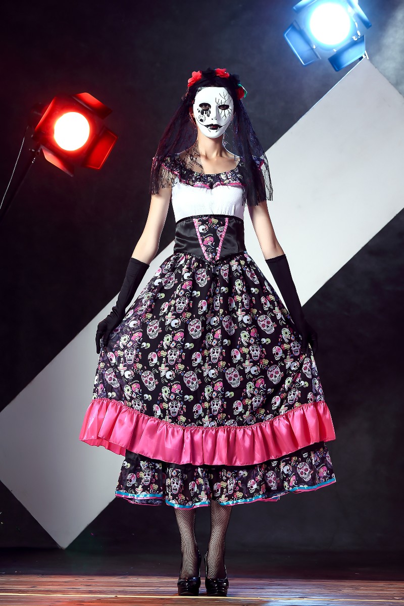 F1653 Spanish Lady Day Of Dead Costume